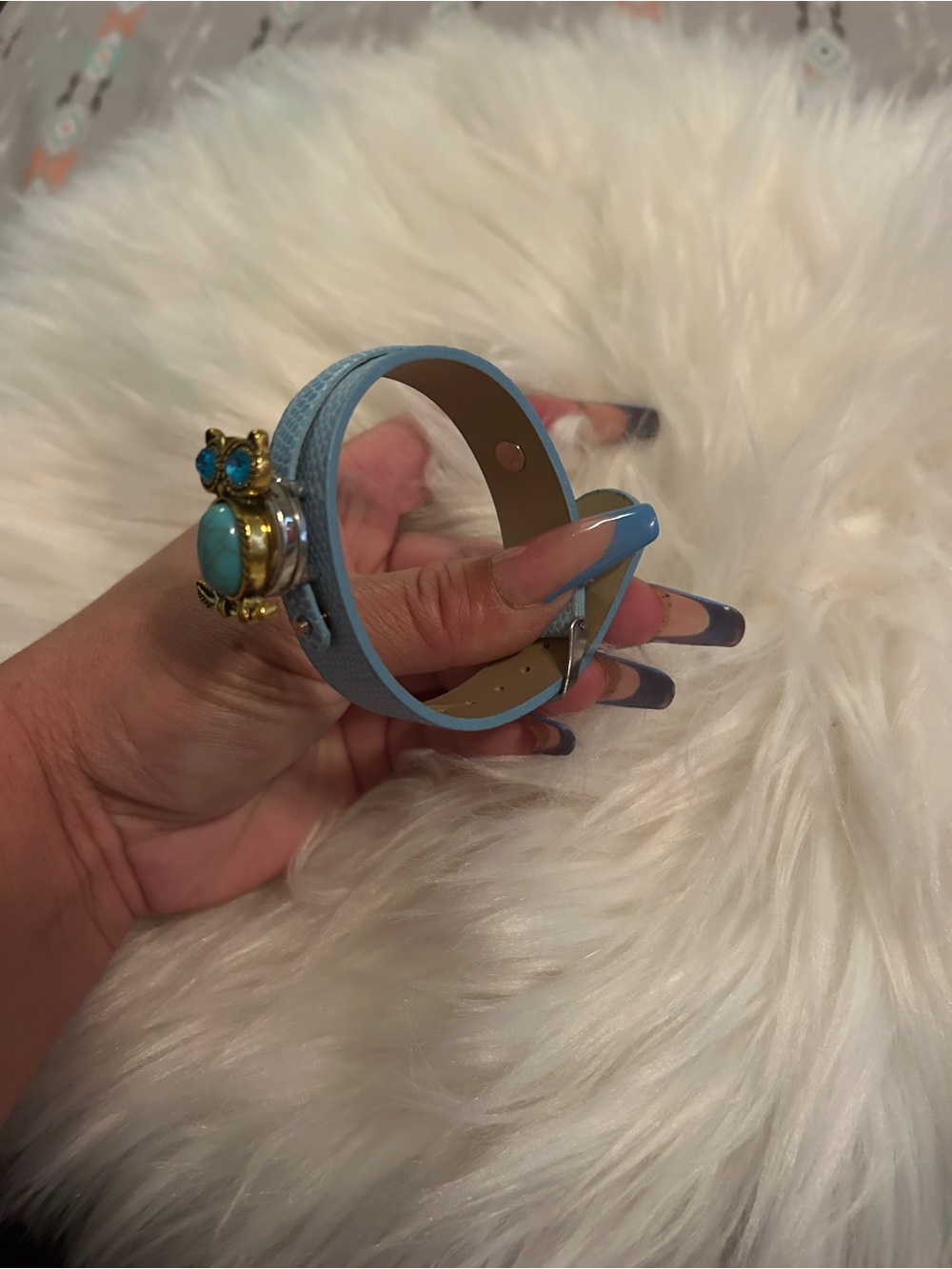 Women's Light Blue Bracelet with Owl Charm